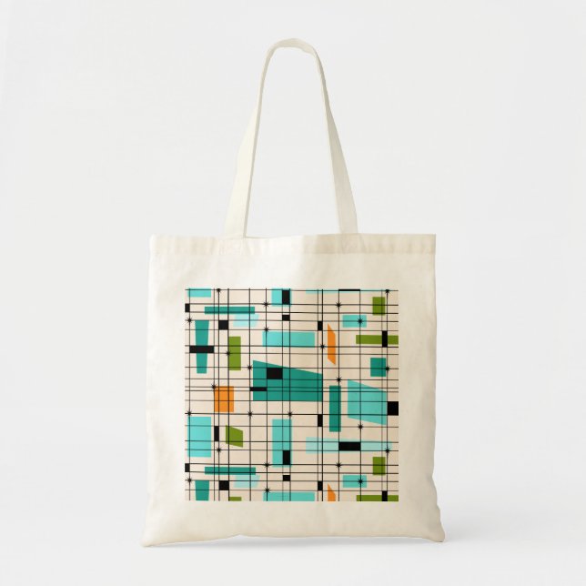 Retro Grid & Starbursts Tote Bag (Front)