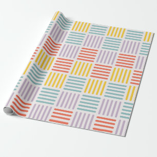 Retro Grid Stripes Wrapping Paper