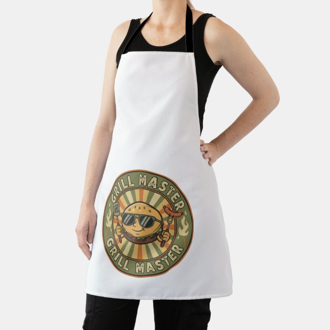 Retro Grill Master Burger Character BBQ King Vinta Apron (Insitu)