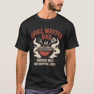 Retro Grill Master Dad Emblem Funny BBQ  T-Shirt