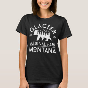 Retro Grizzly Bear Glacier National Park Souvenir T-Shirt
