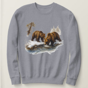 Retro Grizzly Bears Wilderness Scene Sweatshirt -