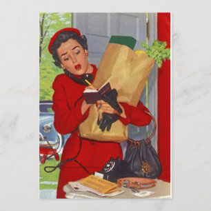 Retro Grocery Shopping Pantry Party Stock Kitchen Invitation