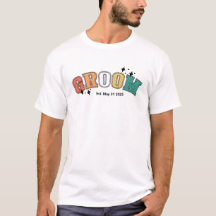 Retro GROOM Wedding Date Personalised Bachelor Par T-Shirt