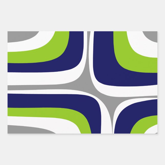 Retro Groove Mid Century Modern Abstract Pattern Wrapping Paper Sheet (Front)