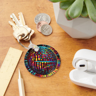 Retro Groove: Space-Time Disco Ball  Key Ring