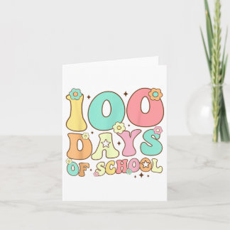 Retro Groovy 100 Days Happy 100th Day Of School Te Card