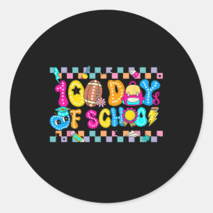 Retro Groovy 100 Days Happy 100th Day Of School Te Classic Round Sticker