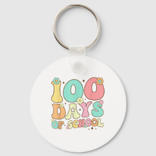 Retro Groovy 100 Days Happy 100th Day Of School Te Key Ring