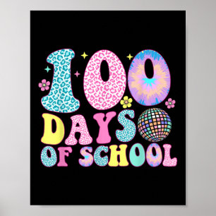 Retro Groovy 100 Days Happy 100th Day Of School Te Poster