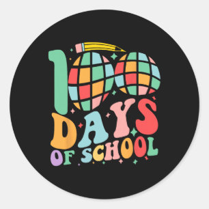 Retro Groovy 100 Days Of School Happy 100th Day Of Classic Round Sticker