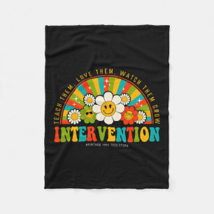 Retro Groovy 100 Days Of School Teacher Interventi Fleece Blanket