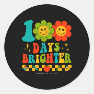 Retro Groovy 100 Days Of School Teachers 100 Days Classic Round Sticker