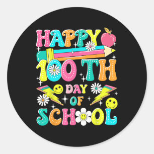 Retro Groovy 100th Day Of School Teachers Kid Happ Classic Round Sticker