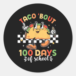 Retro Groovy 100th Day Teacher Taco Bout 100 Days Classic Round Sticker