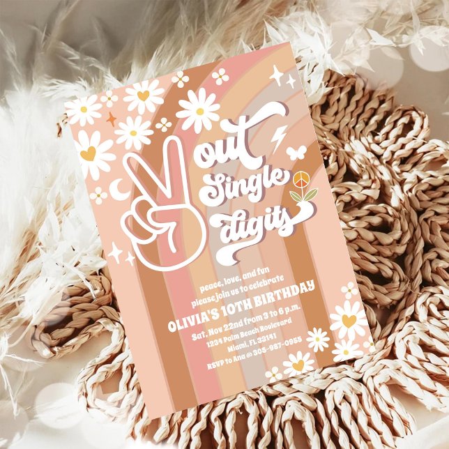 Retro Groovy 10th Birthday Invitation (Creator Uploaded)