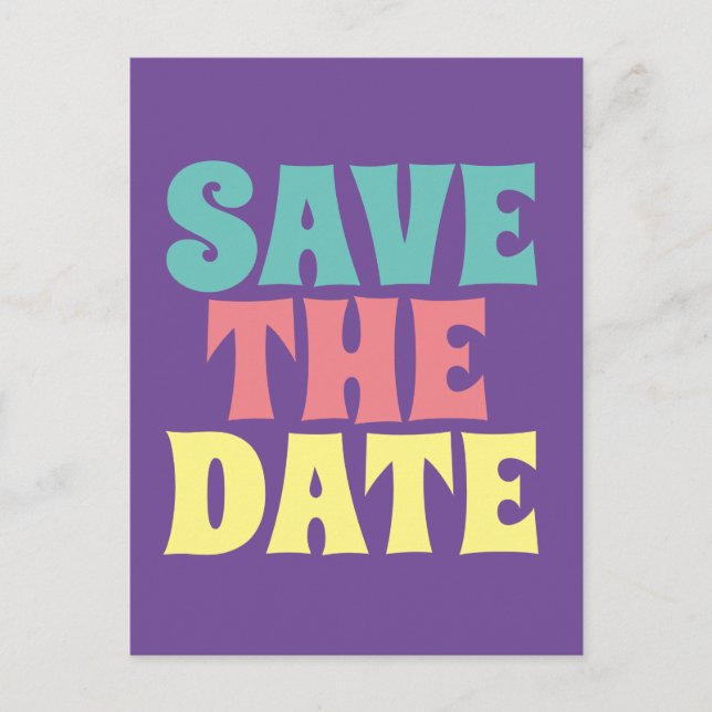RETRO GROOVY 1960'S SAVE THE DATE Postcards (Front)