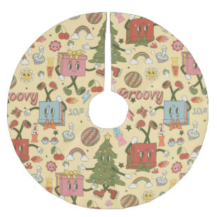 retro groovy 1970s disco christmas tree brushed polyester tree skirt