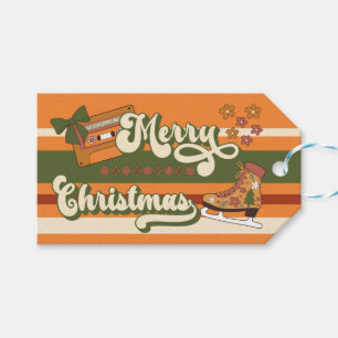 Retro Groovy 1970s Merry Christmas Gift Tags