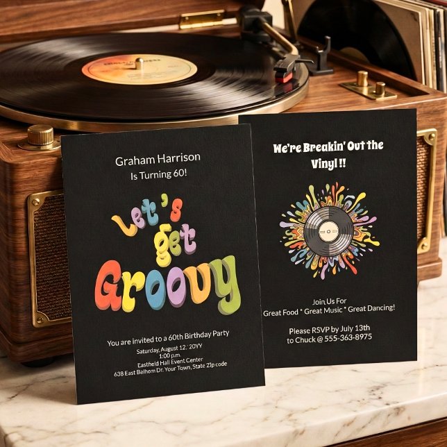 Retro Groovy 60th Birthday Invitation (Creator Uploaded)