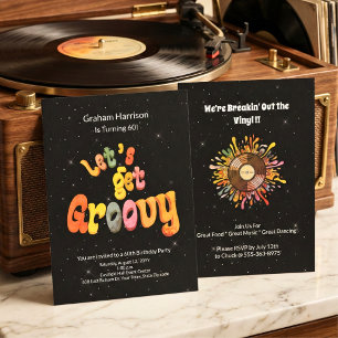Retro Groovy 60th Birthday Invitation