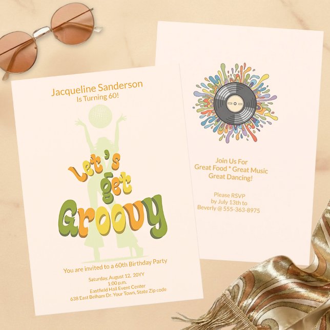Retro Groovy 60th Birthday Invitation (Creator Uploaded)