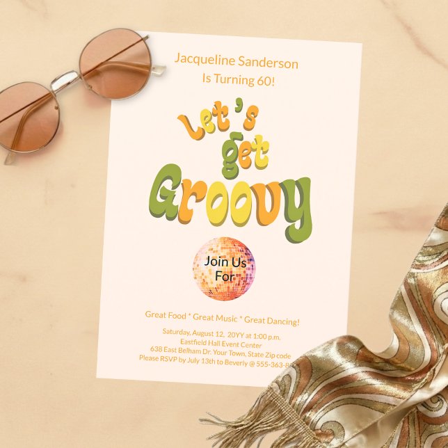 Retro Groovy 60th Birthday Invitation (Creator Uploaded)