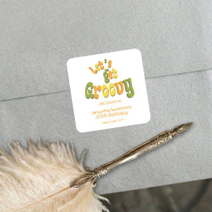 Retro Groovy 60th Birthday Party Envelope Seals