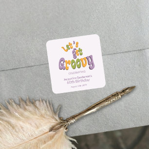 Retro Groovy 60th Birthday Party Envelope Seals