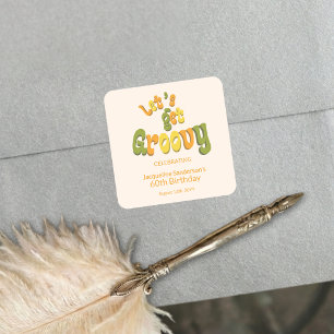 Retro Groovy 60th Birthday Party Envelope Seals