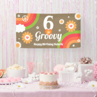 Retro Groovy 6th Birthday Kraft Paper Texture