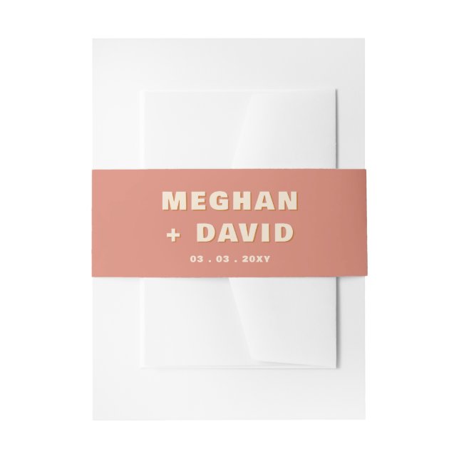 Retro Groovy 70s Boho Terracotta Wedding Invitation Belly Band (Front Example)