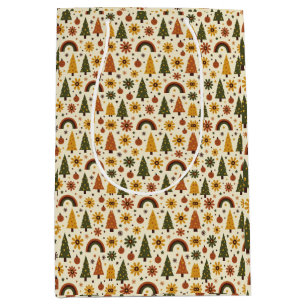 Retro Groovy 70s Christmas Medium Gift Bag