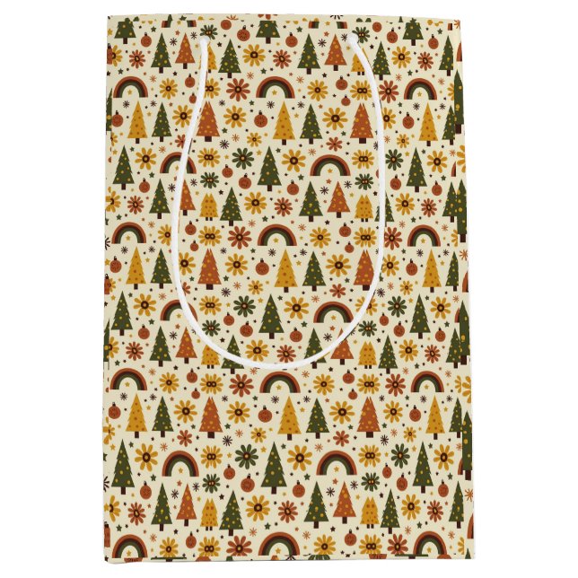 Retro Groovy 70s Christmas Medium Gift Bag (Front)