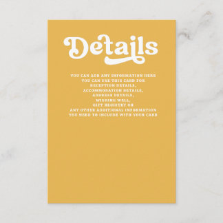  Retro Groovy 70s Cute Yellow Wedding Enclosure Card