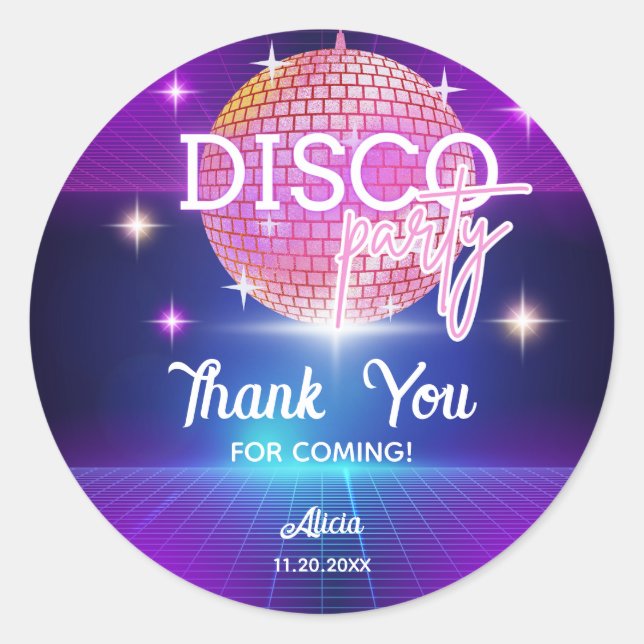Retro Groovy 70s Disco Ball Birthday Party Classic Round Sticker (Front)