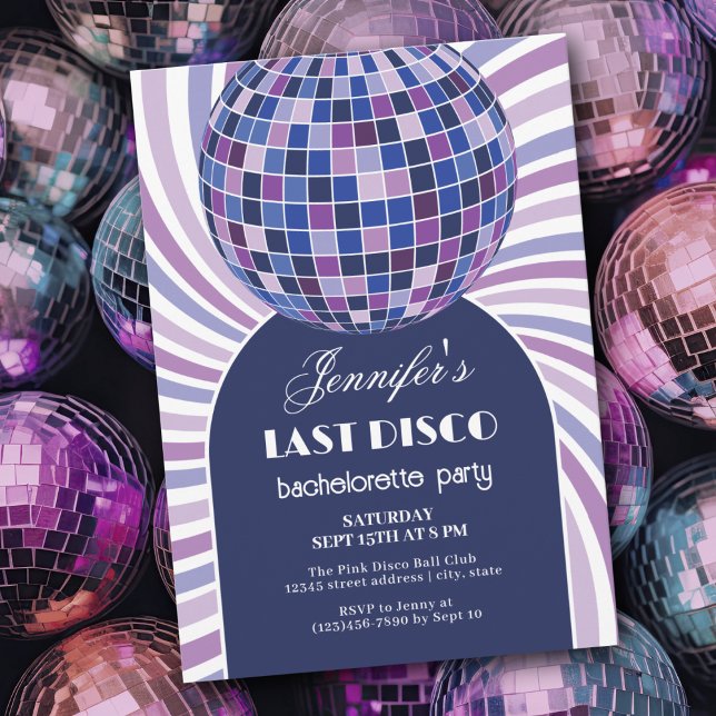 Retro Groovy 70s Last Disco Bachelorette Party Invitation (Creator Uploaded)