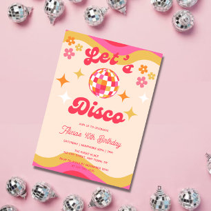 Retro Groovy 70s Let's Disco Any Age Birthday Invitation