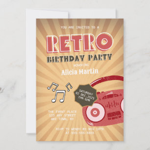 Retro Groovy 70s Music Any Age Birthday Party Invitation
