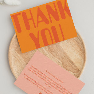 Retro Groovy 70s Orange Bold Wedding Thank You Card