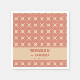 Retro Groovy 70s Pattern Boho Terracotta Wedding Napkin