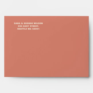 Retro Groovy 70s Pattern Terracotta Wedding Envelope