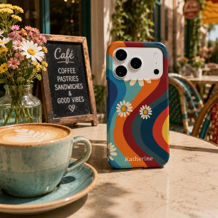 Retro Groovy 70's Rainbow Daisy