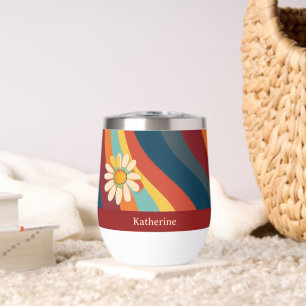 Retro Groovy 70's Rainbow Daisy Custom Name