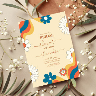 Retro Groovy 70's Themed Bridal  Invitation