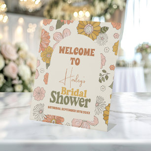 Retro Groovy 70's Themed Bridal Pedestal Sign