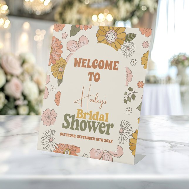 Retro Groovy 70's Themed Bridal  Pedestal Sign (Creator Uploaded)