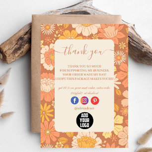 Retro Groovy 70's Themed Business Thank You Card