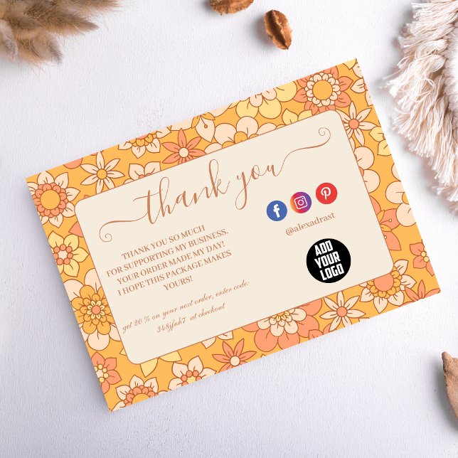 Retro Groovy 70's Themed Business Thank You Card (Creator Uploaded)