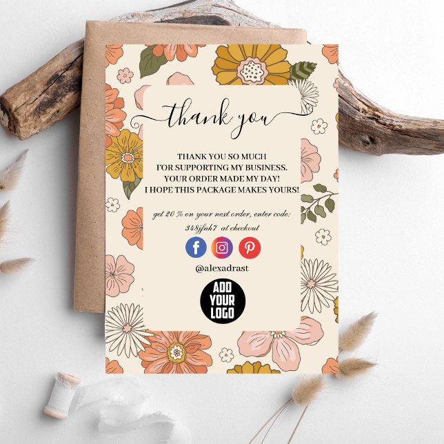 Retro Groovy 70's Themed Business Thank You Card (Creator Uploaded)